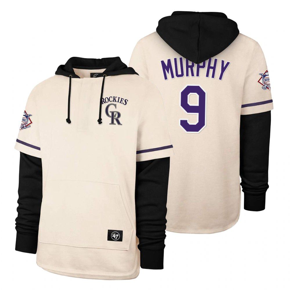 Men Colorado Rockies #9 Murphy Cream 2021 Pullover Hoodie MLB Jersey